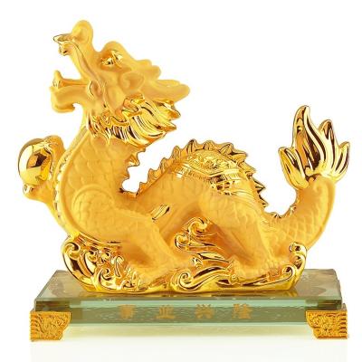 China Japan Zodiac Gift Box Interior Ministry Statue Office Decorative Gift Custom Resin Frosted Rabbit Dragon Horse Feng Shui Gold Sculpture for sale