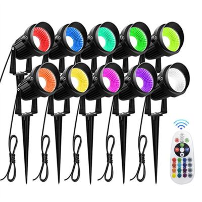 China Factory Customized LANDSCAPE Outdoor Waterproof Garden RGB Light Led Plug-in Colorful Remote Control Lawn Light for sale