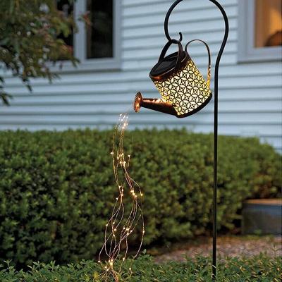 China Garden Yard Decoration Garden Light Star Style Solar Shower Watering Can String Creative Outdoor Lamp Iron Lamps for sale