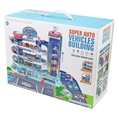 China Educational Slot Toy High Quality Pretend Play Parking Lot Toy Plastic Miniature Race Car Set For Children for sale