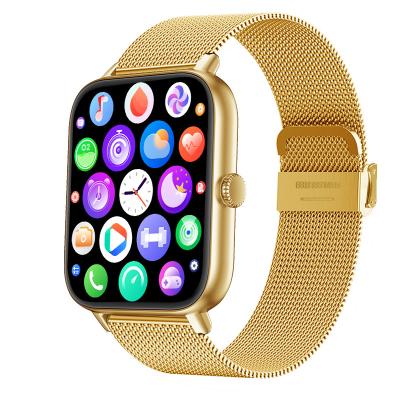 China 1.81 Inch Touch Screen Gold Smart Watch Men Women Stainless Steel + 240*286 + DA Fit APPs + Make Call + Play Music + Fast Charge for sale