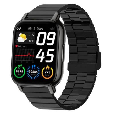 China New 1.85 Inch Touch Screen Fitness Tracker Phone Call Full Touch Screen Stainless Steel Smartwatch P66 APP Sports Music for sale