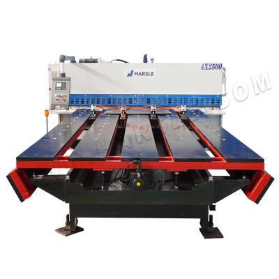 China Machinery Repair Shops HARSLE Hydraulic Metal Sheet Swing Beam Cutter With E200PS Table Front Feeding Controller for sale