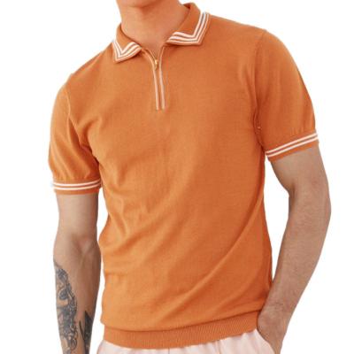 China Anti-Wrinkle Mens Summer Short Sleeve T-shirt Solid Color Sweater Men's Knitting Polo For Workout for sale