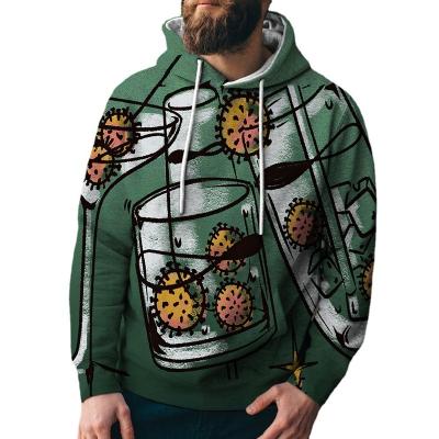 China New autumn sweaters man clothes street geometric digital printing casual sports anti-shrink style men hoodie for workout for sale