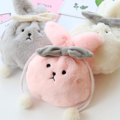 China Custom Plush Canvas Easter Bunny Pocket Easter Storage Small Bag Lovely For Kids Easter Gift for sale