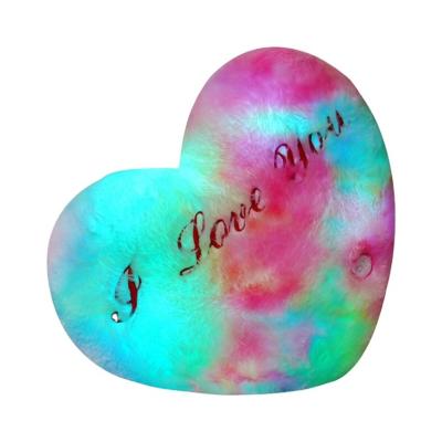 China Valentine's Day Gift Love Car Cushion Heart Shaped Colorful Glowing Plush Led Light Toys Gift For Lover Pillow Luminous Heart for sale