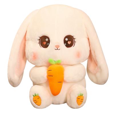 China Easter Bunny Soft Plush Toys Cute Stuffed Bunny Rabbits Long Ear Plush Stuffed Animals With Carrots for sale