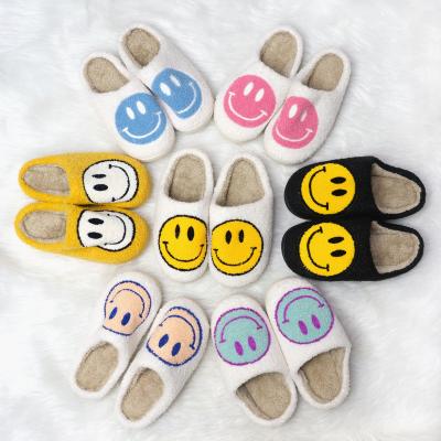 China Wholesale Cute Furry Face Bedroom Ladies Winter Home Furry Happy Fuzzy Indoor Smiling Slipper Slippers Cute Slippers for sale