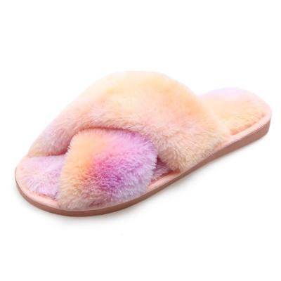 China Cushioning Newest High Quality Soft Faux Fur Home Slippers / Home Warm Indoor Slippers Customized Winter Slippers For Lady for sale