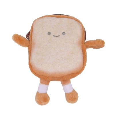 China 10cm Fashion Cartoon Anime Small Toast Bread Toast Coin Bag Mini Plush Toy Coin Purse Gift Bag Small For Kids for sale