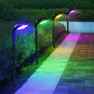 China 4 Pack Residential Solar Pathway Lights Outdoor Color Changing Wireless Solar Powered Landscape Wall Spike Path Ground Lamp for Garden Lawn for sale