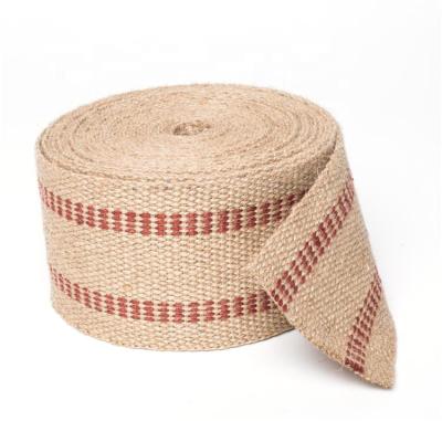 China Sustainable High Quality Jute Hessian Ribbon Eco-Friendly Webbing Jute Band for Sofa Chair and Christmas Gift Uses for sale