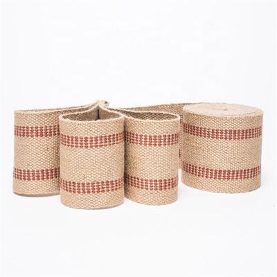 China High Quality Eco-friendly Jute Ribbon Eco-Friendly Jute Webbing Jute Strip 2cm-9cm Uses For Sofa Chair Shoes Belt Tree Wrap for sale