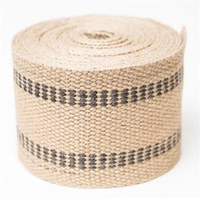 China Eco-Friendly Burlap Webbing High Quality 100% Natural Viable Burlap Ribbon Jute Webbing for sale