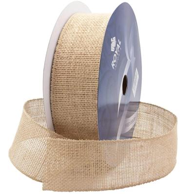 China Recyclable Natural Burlap Jute Cabled Fabric Ribbon 2.5