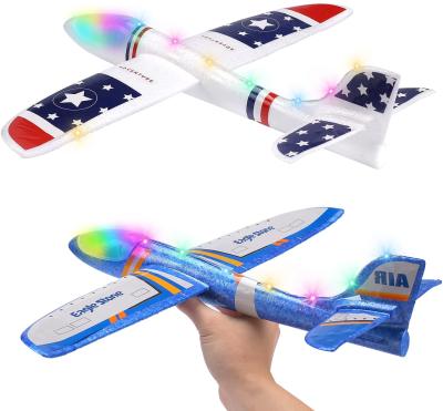 China RC Model Eagle Stone ES22 2 Packs Airplane Toys Hand Foam Glider Launch Plane With LED Lights Outdoor Flying Toys For Kids for sale