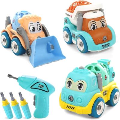 China CUTE Rubbing Toy STONE CS902001 Toy Vehicles Cartoon Mini Car Toys Set Easy Assembly DIY Car Toys Gift For Kids for sale