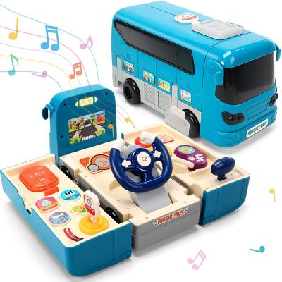 China CUTE STONE Musical Toys Diecast Toy School Bus Car Low MOQ For Child Educational Play Toy Vehicle Kid Toy With Sound And Light for sale