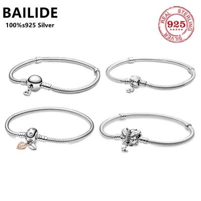 China Fashion NEW 925 Sterling Silver Pan Bracelets Snake Chain Charm Bracelet Fit Original Charms For Women Girl DIY Jewelry Making for sale