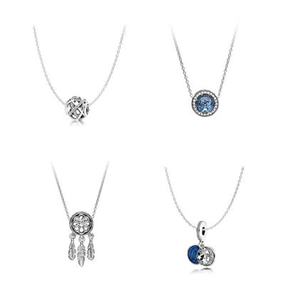 China Factory Wholesale S925 Sterling Silver Necklace Blue Pendant Simple Necklace Suitable For Women for sale