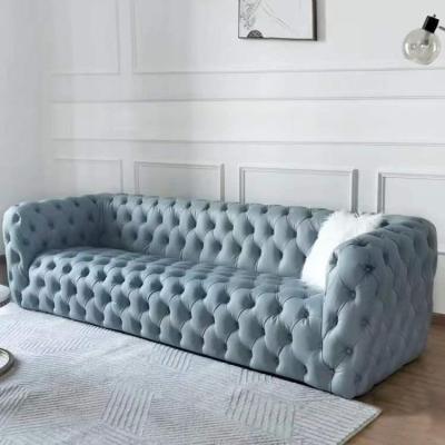 China Other modern design living room furniture tops high quality italian luxury leather rub fabric fabric CHESTER MOON pull button sofa for sale