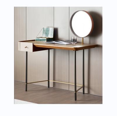 China The Other Italian Minimalist Light Leather Saddle Dressing Table Luxury Creative Stainless Steel Dressing Table With Makeup Mirror for sale