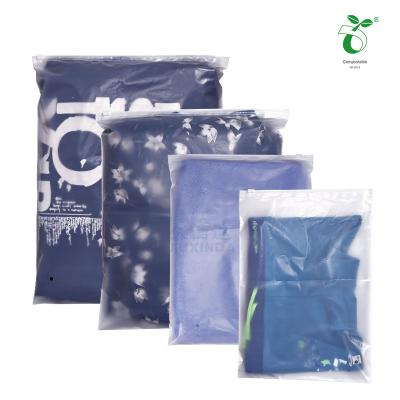 China 100% Eco Friendly Biodegradable Frosted Garment Packaging Bags Eco Friendly Biodegradable Packaging Bag With Custom Zipper Logo for sale