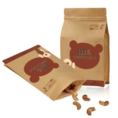 China Recyclable brown kraft paper costom dry food food paper bags with logo print for sale