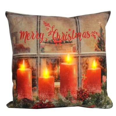 China European Hot Sale 7%cotton+93%terylene+LED+PP Winter Festival Blanket Decorative Pillow Covers 16X16 Inches Christmas Electronic Moving Pillow Decoration for sale