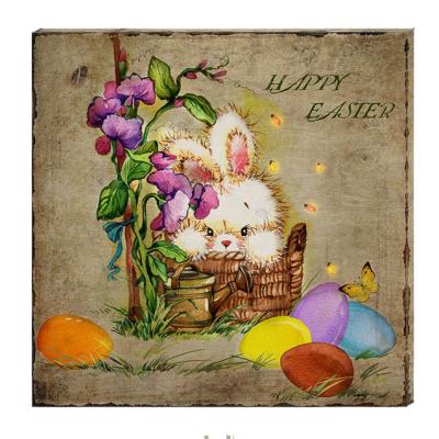 China Wholesale Canvas Art Prints Easter Bunny Egg Framed Picture Lighted American Custom Art Prints LED Decorative Canvas Wall Light Up Style for sale