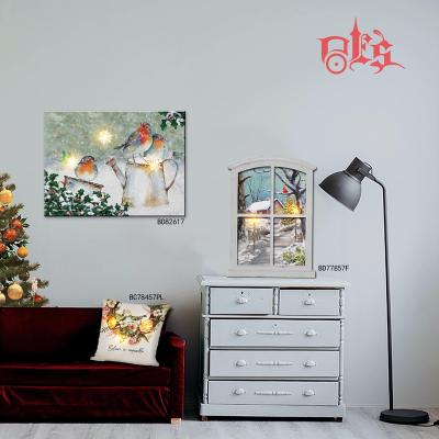 China Wholesale New Classical/Postmodern Canvas Decoration Christmas Supplier LED Christmas Canvas Wall Art Frame With Led Lights For Living Room for sale