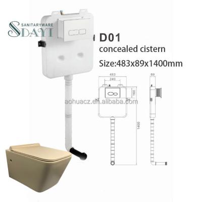 China Watermark Sanitary Toilet Water Saving Cistern SDAYi Ware Plastic Flush Concealed Double Cistern For Wall Hanging Toilet Cistern Cistern for sale