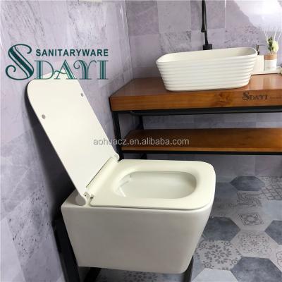 China European Public Ceramic Matt White Color Concealed Toilet Tank SDAYI Wall Mounted Rimless Wall Hung WC Toilet Suite for sale