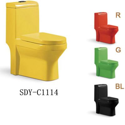 China Double-flow Green Color Toilet Ceramic Bathroom Wc Toilet Bowl Black Yellow Red Price for sale