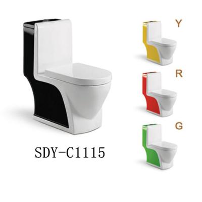 China Double-flush bathroom black color and red colored ceramic toilet bowl toilet set price for sale