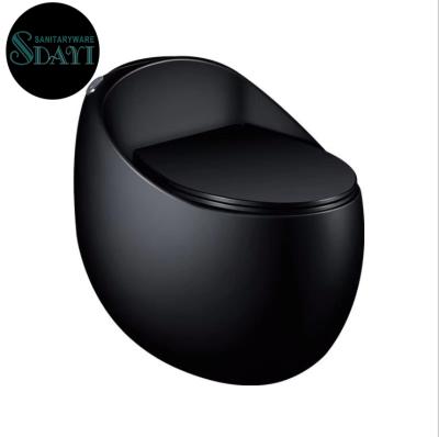 China Ceramic Double-Flow SDAYI Matt Black Color Egg Shape Siphonic One-Piece Toilet for sale