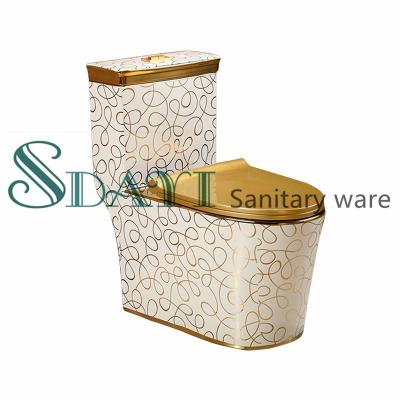 China Double-flux SDAYI Sanitary Ware Color Toilet Bowl Golden Gold Color Plated WC Toilet Bowl Seat for sale