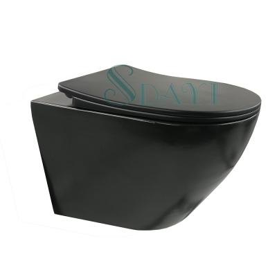 China Modern Matte Black Cistern Bathroom Color Wall Hung Hidden Toilet Price New for sale