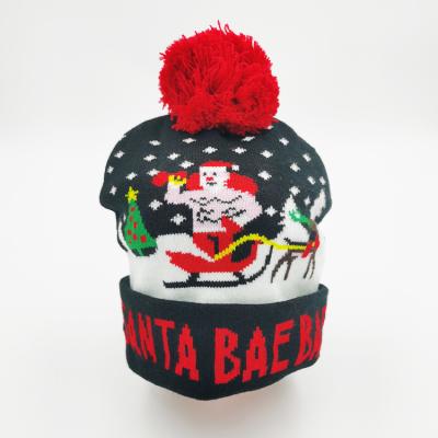 China Wholesale Funny Comfy and Soft Novelty Christmas Hat with Pompom Hat Santa Claus Custom Pattern for sale