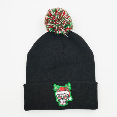 China Comfortable and soft high quality low price knit handmade christmas hats pom pom custom christmas hats with logo for sale