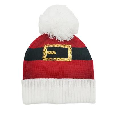 China Wholesale Warm Comfortable And Soft Custom Made Pattern Autumn Winter Hair Ball Acrylic Knitted Hat For Christmas for sale