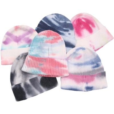 China breathable & Custom Color Waterproof Rib Knitted Unisex Winter Cuffed Beanie Hats Embroidered Custom Logo knitted tie dye wholesale beanies for sale