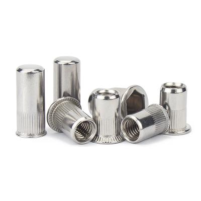 China Heavy Industry 304 Stainless Steel Flat Head Countersunk Round Head Knurled Body Rivet Nuts for sale