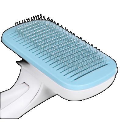 China Viable Hot Selling Automatic Dog Comb Stainless Steel Needlet Hair Removal Brush Pet Grooming Self-cleaning Comb for sale