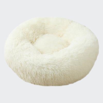 China Factory Outlet Waterproof Super Soft Donut Dog Bed For Large Dog Warm Round Customized Fluffy Plush Dog Bed for sale