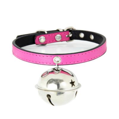 China 2022 New Fast Version Design Fashion Factory Outlet Cat And Small Dog PU Leather Collar With Bell for sale