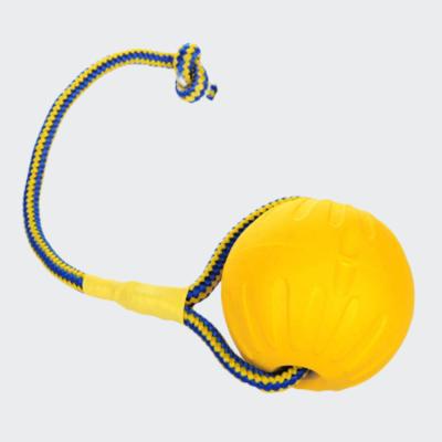 China Hot Selling Natural Viable Amazon EVA Floating Foam Ball On A Rope Dog Toy For Pet Training for sale