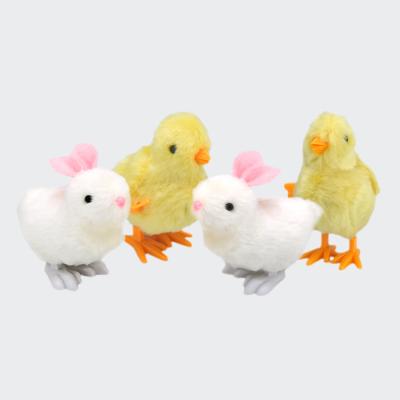 China chicks & Bunny Factory Outlet Easter Wind Up Jumping Easter Chicks And Rabbit For Kids Hopping Package 4.5 Inch Plush Toy Party Favor Toy Gift for sale