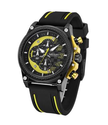 China Fast Sale Fashion Chronograph Men's Wrist Watch With Interesting Style Looking Analog Chronograph And Date Function Rubber Strap Watch for sale